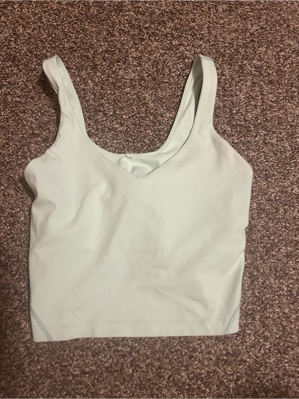 Lululemon 4 Mint Green Tank Bra with Green Stitching Along the Sides Workout